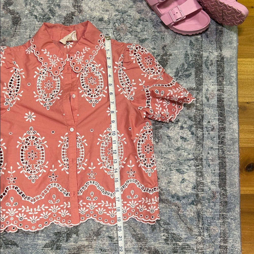 Sezane Pink Blouse with White Embroidery - Picture 4 of 4